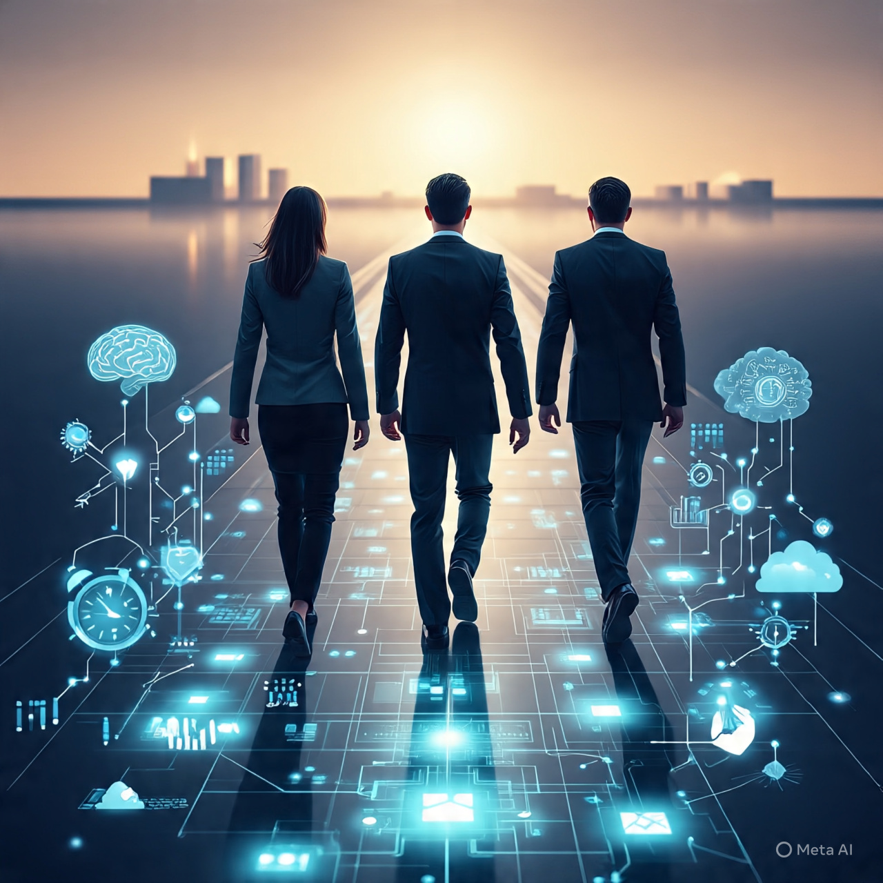 Imagen de personas caminando hacia la transformación digital